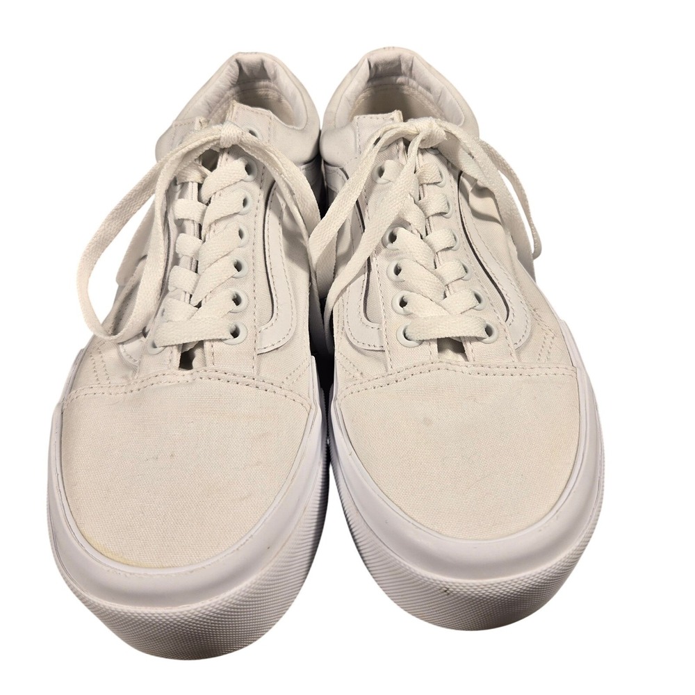 Vans Old Skool Stacked White Canvas Platform Sneakers Womens 8 Mens 6.5 500714
